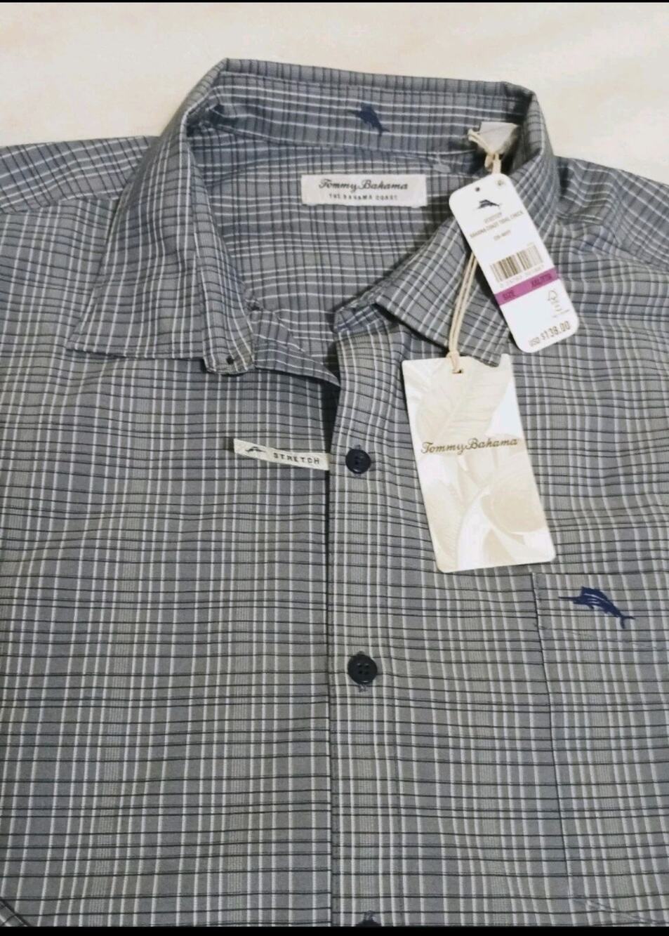 NWT Tommy Bahama Mens XXL Tidal Check Plaid IslandZone LS Shirt Travel Dadcore